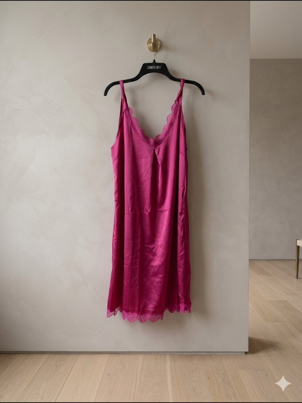 HBZDQB Satin Lace V-Neck Nightgown Chemise - Magenta/Berry Size XL (EUC) - Picture 8 of 9